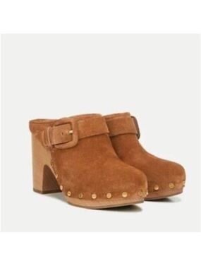 Veronica Beard Dacey Buckle Clogs Mule Pecan Suede